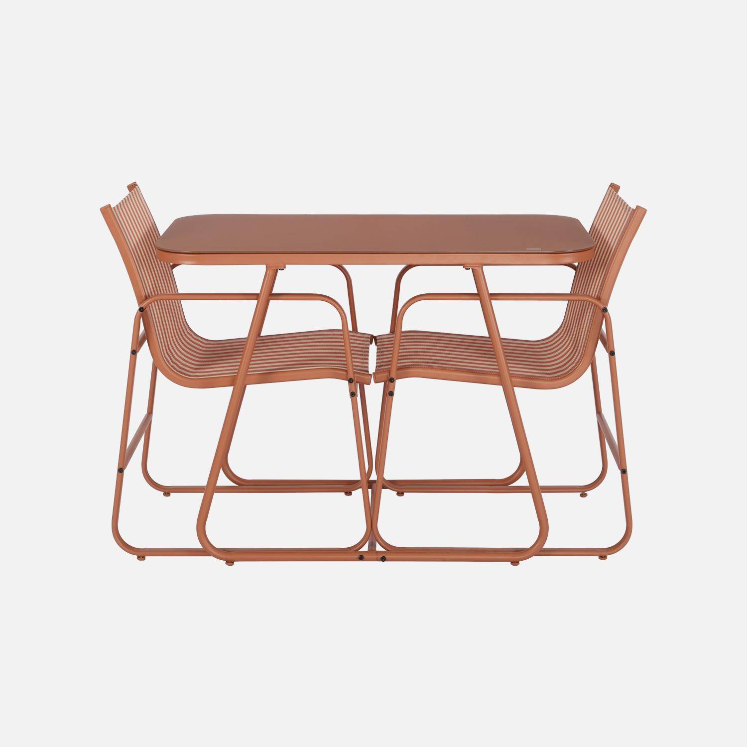 Tavolo da giardino in acciaio con sedute, Silvi, Arancione, 112.5x76.5x75.5 cm,sweeek,Photo2