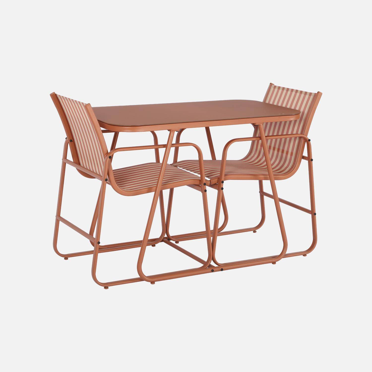 Tavolo da giardino in acciaio con sedute, Silvi, Arancione, 112.5x76.5x75.5 cm Photo4