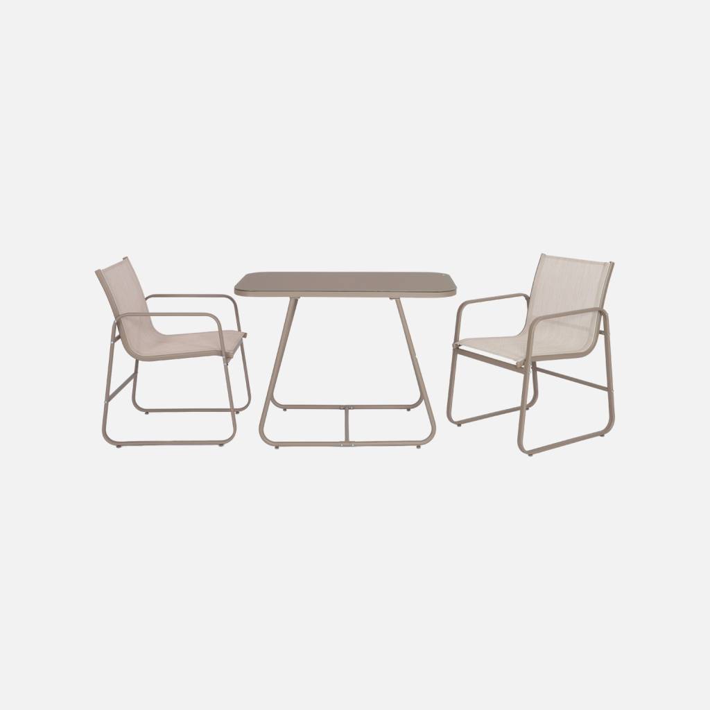 Tavolo da giardino in acciaio con sedute, Beige