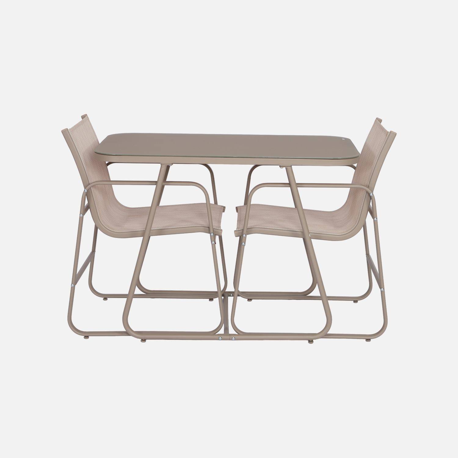 Tavolo da giardino in acciaio con sedute, Silvi, Beige, 112.5x76.5x75.5 cm Photo4