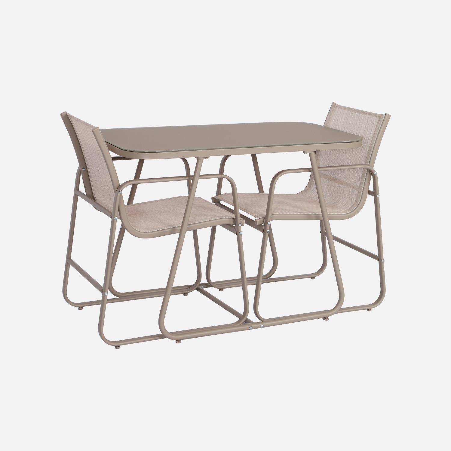 Tavolo da giardino in acciaio con sedute, Silvi, Beige, 112.5x76.5x75.5 cm,sweeek,Photo3