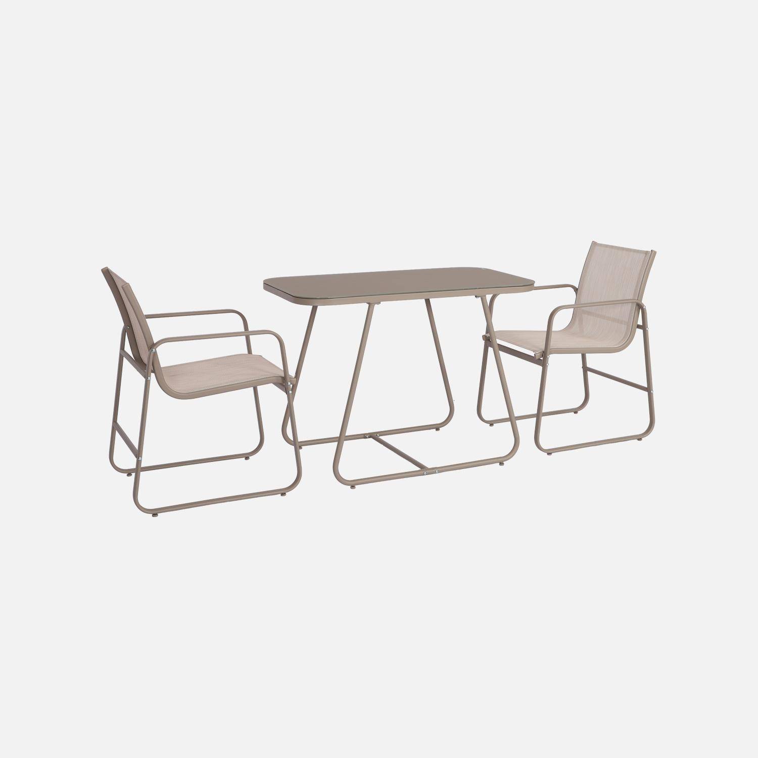 Tavolo da giardino in acciaio con sedute, Silvi, Beige, 112.5x76.5x75.5 cm,sweeek,Photo2