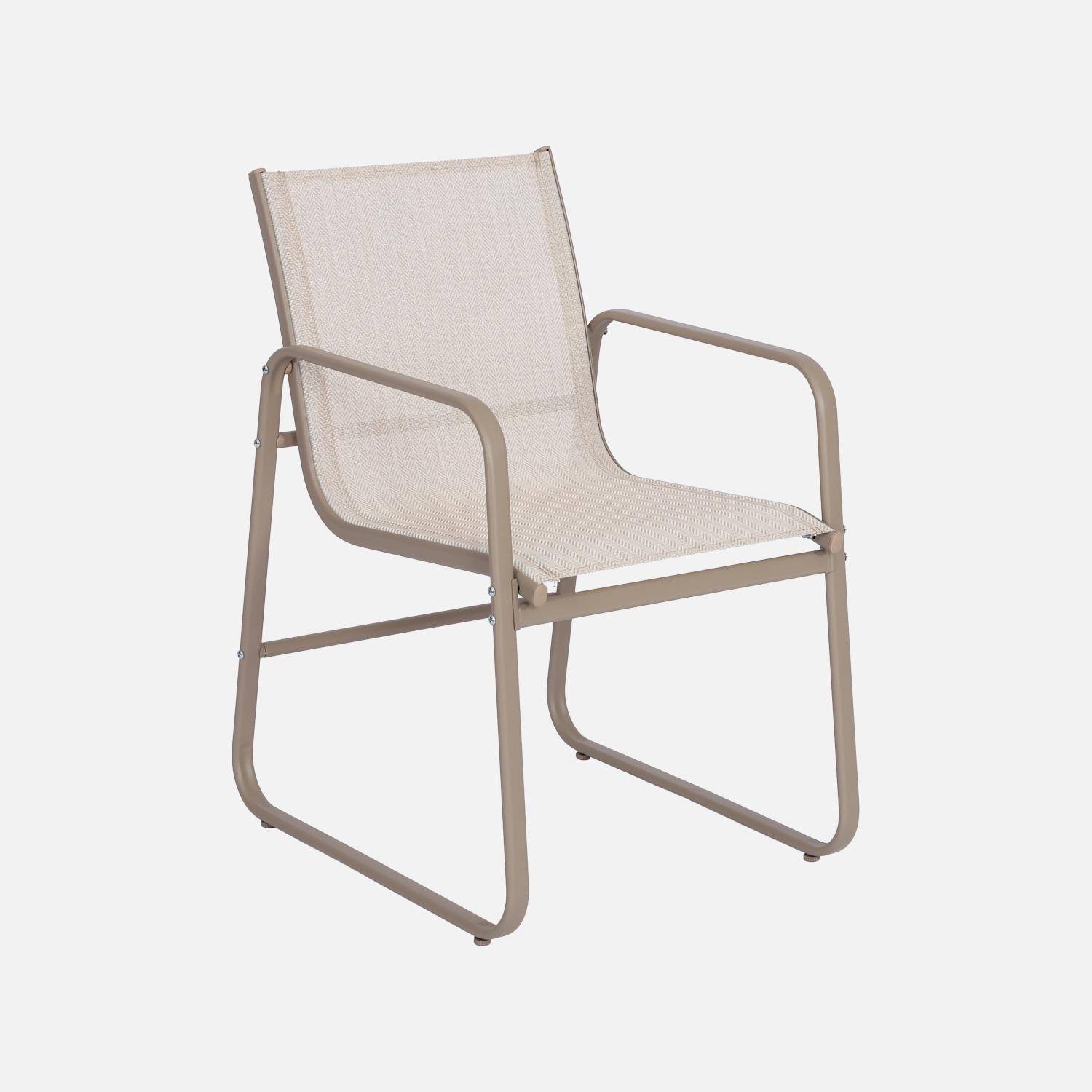 Tavolo da giardino in acciaio con sedute, Silvi, Beige, 112.5x76.5x75.5 cm Photo5