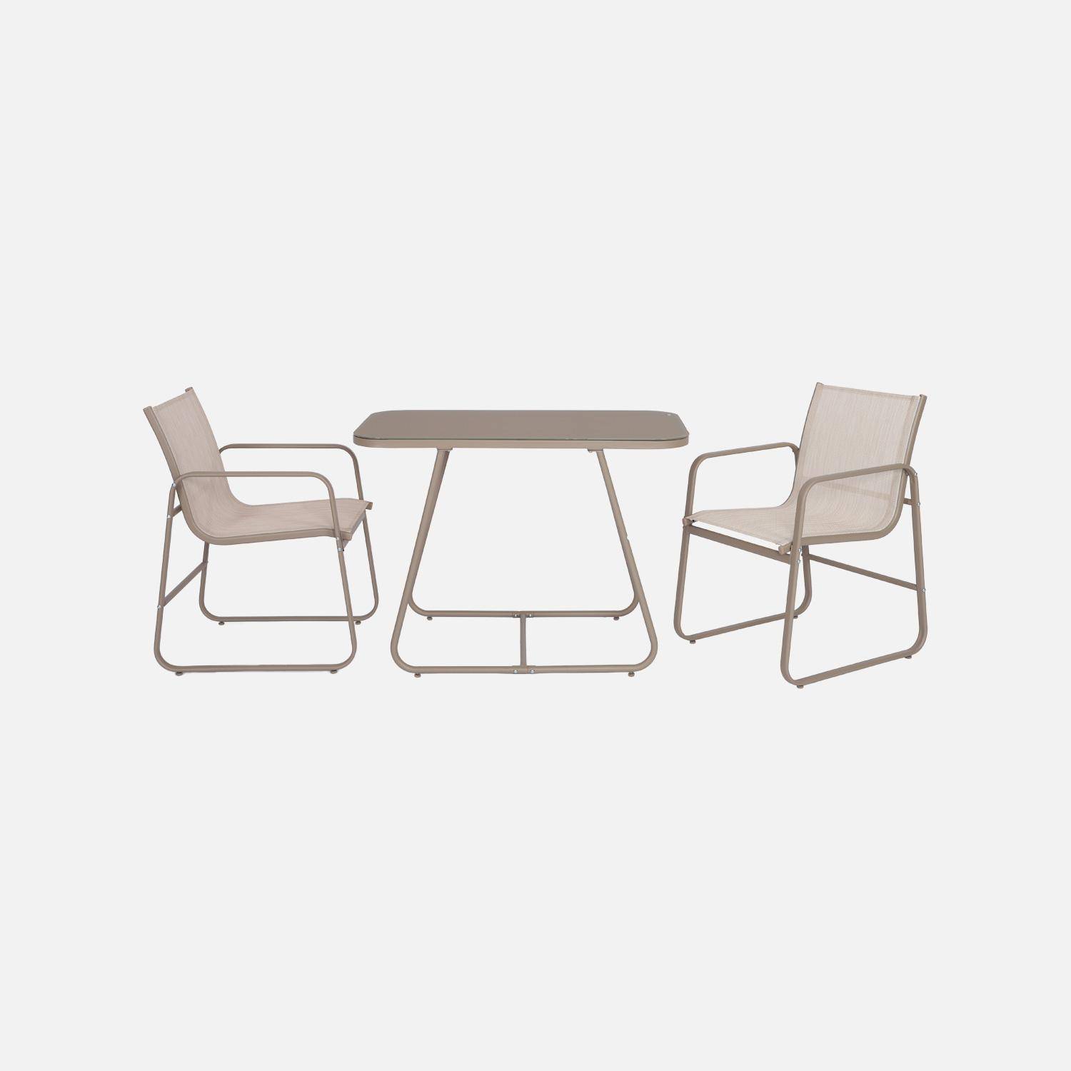 Tavolo da giardino in acciaio con sedute, Silvi, Beige, 112.5x76.5x75.5 cm,sweeek,Photo1