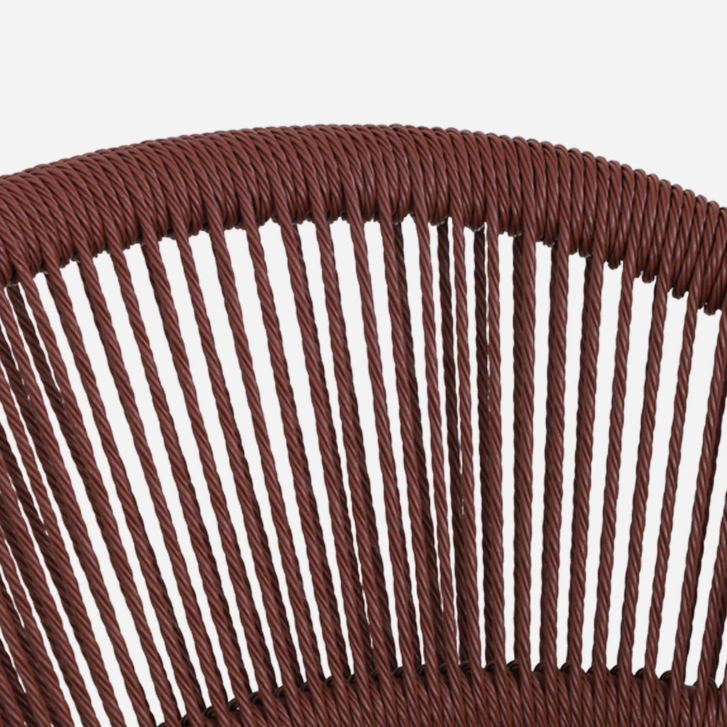 Chaise de jardin empilable avec effet corde bordeaux (lot de 4) - Jovia Photo5