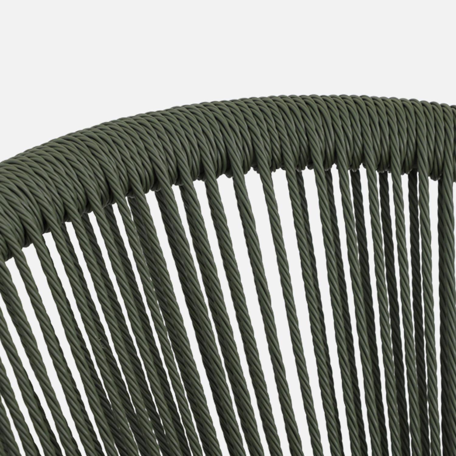 Chaise de jardin empilable avec effet corde kaki (lot de 4) - Jovia Photo6