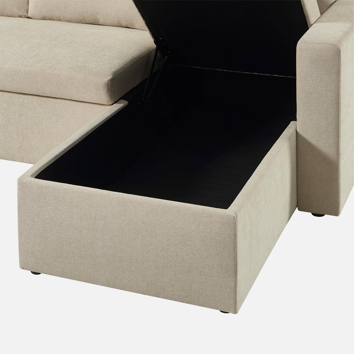 Canapé d'angle convertible réversible 3 places tissu chenille avec coffre beige - Ida,sweeek,Photo5