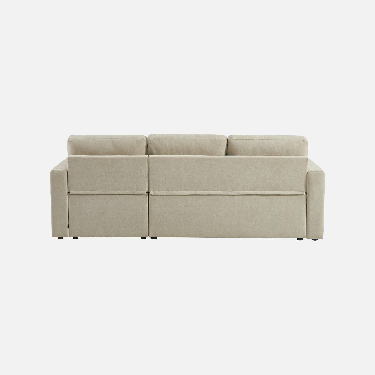 Canapé d'angle convertible réversible 3 places tissu chenille avec coffre beige - Ida Photo3