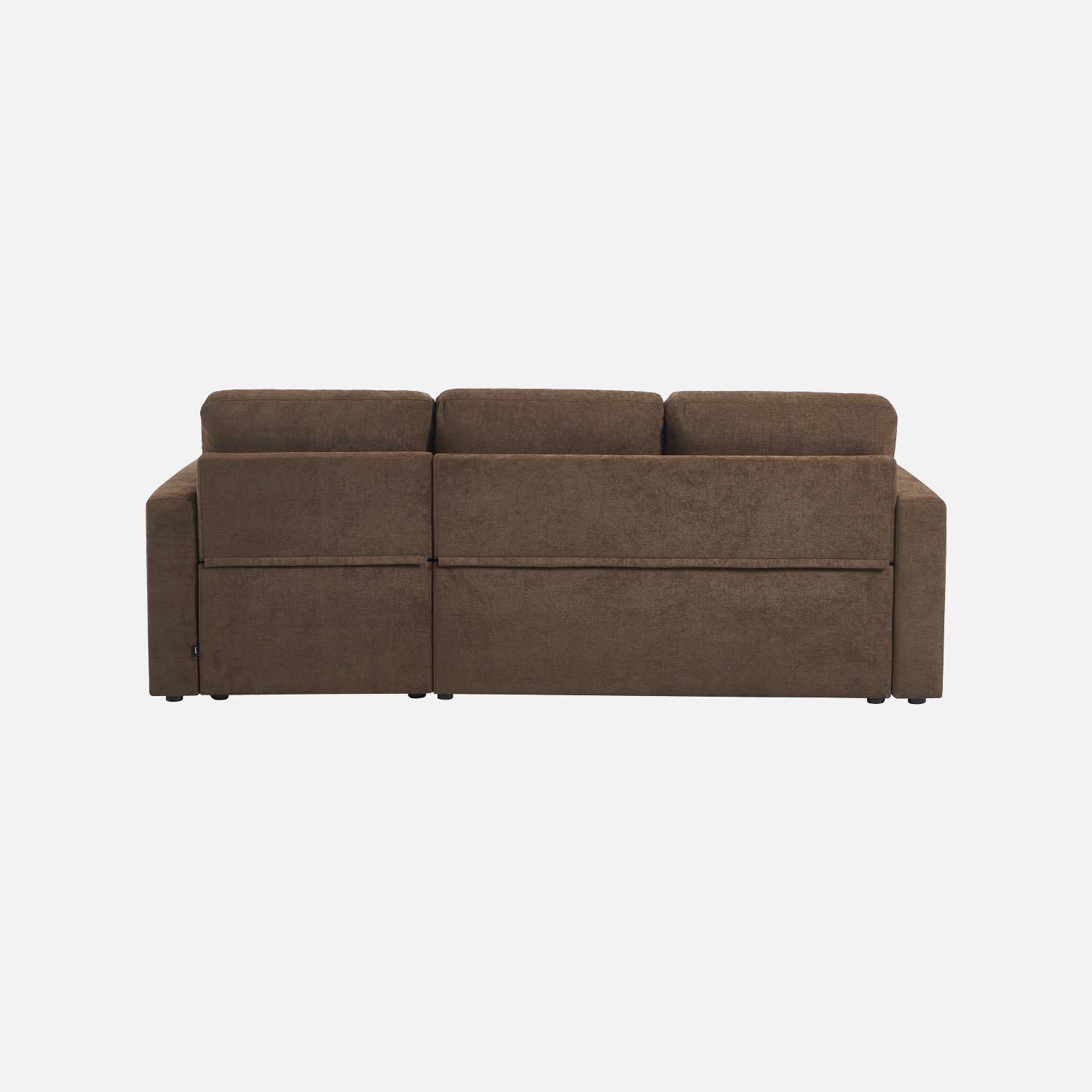 Canapé d'angle convertible réversible 3 places tissu chenille avec coffre marron - Ida,sweeek,Photo3