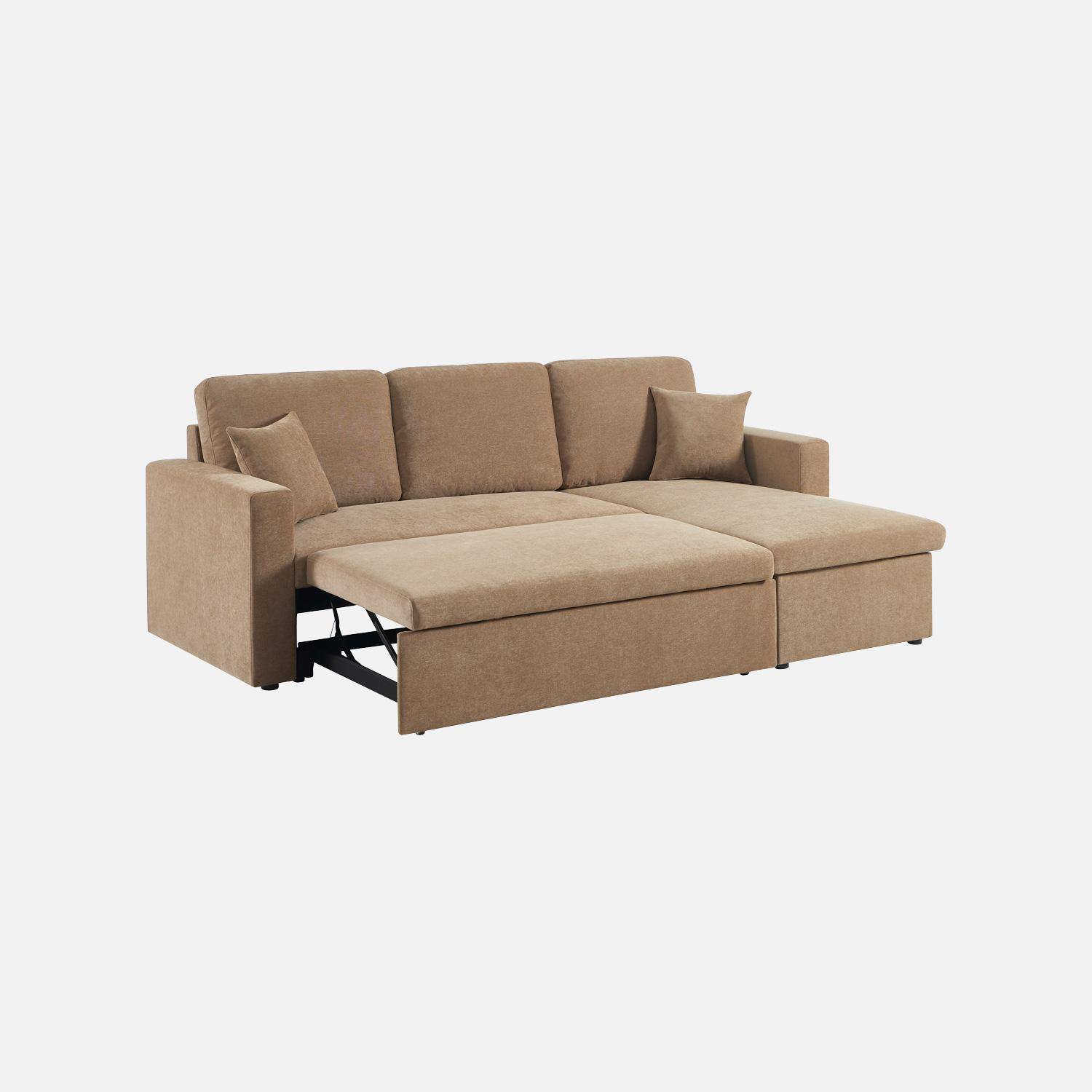 Canapé d'angle convertible réversible 3 places tissu chenille avec coffre terracotta - Ida Photo4