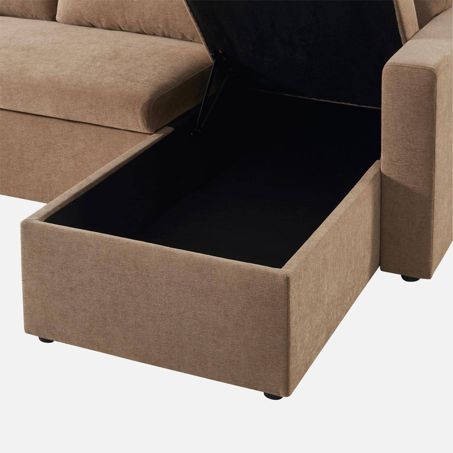 Canapé d'angle convertible réversible 3 places tissu chenille avec coffre terracotta - Ida Photo5