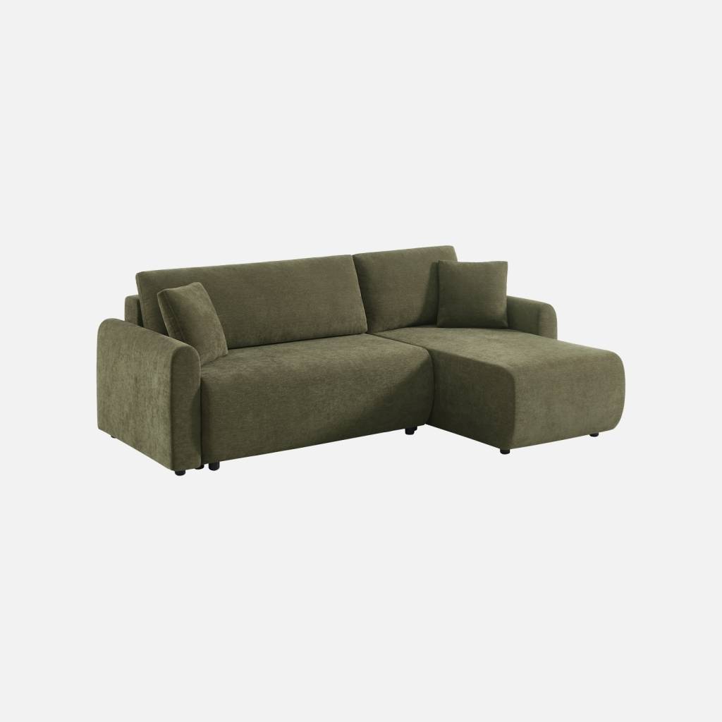 Reversible convertible corner sofa with storage in chenille fabric - Berlin
