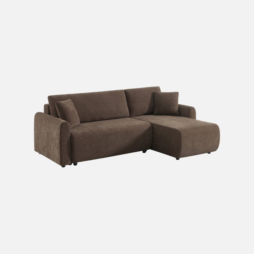 Reversible convertible corner sofa with storage in chenille fabric - Berlin