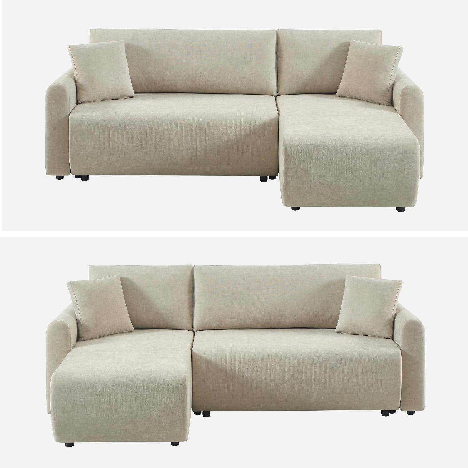 Reversible corner 3-seater sofa, convertible,  with storage and fabric upholstery beige 205x142x78 cm - Berlin Photo2