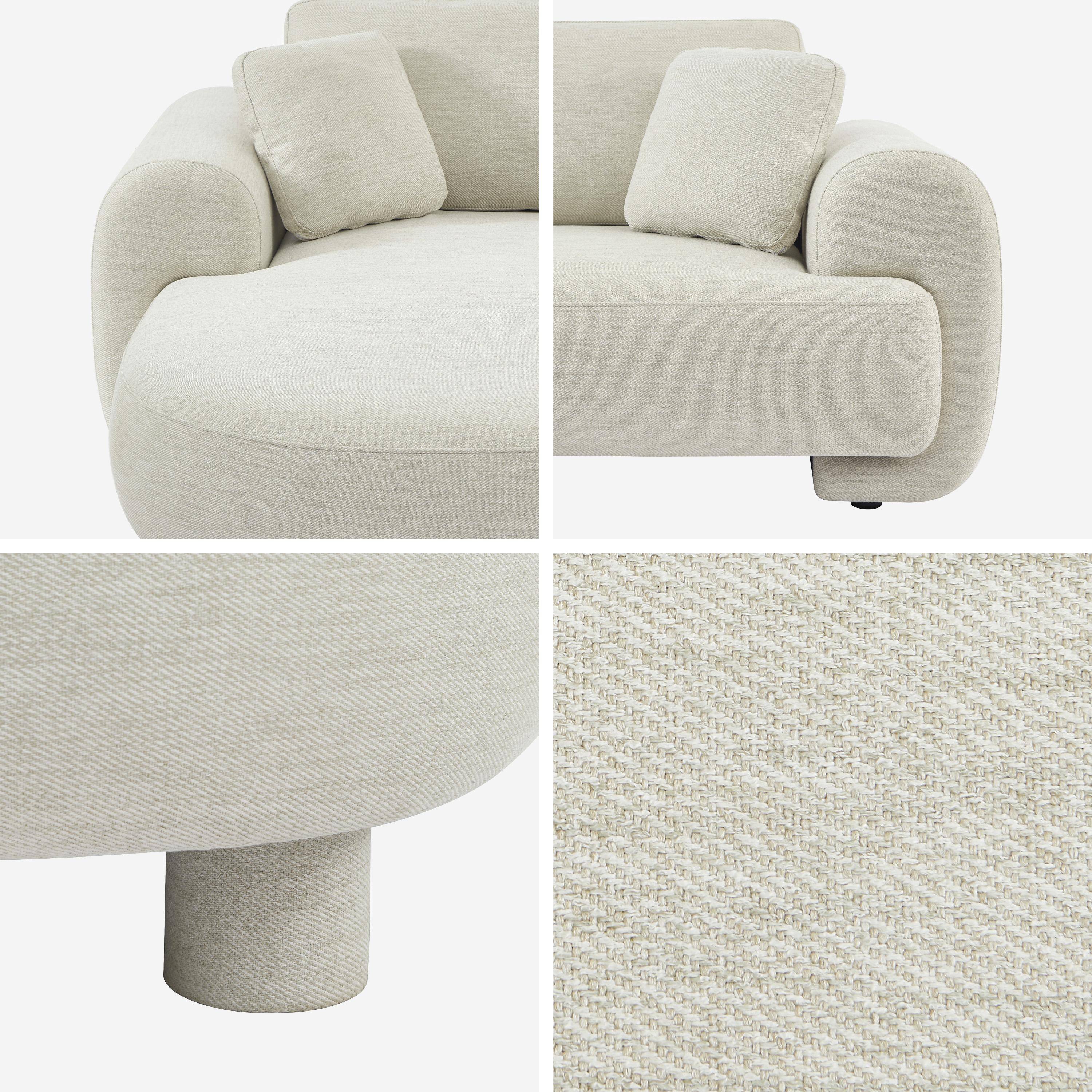 Left corner 3-seater sofa with round legs and fabric in cream 231x160x88 cm - Zenio Photo7