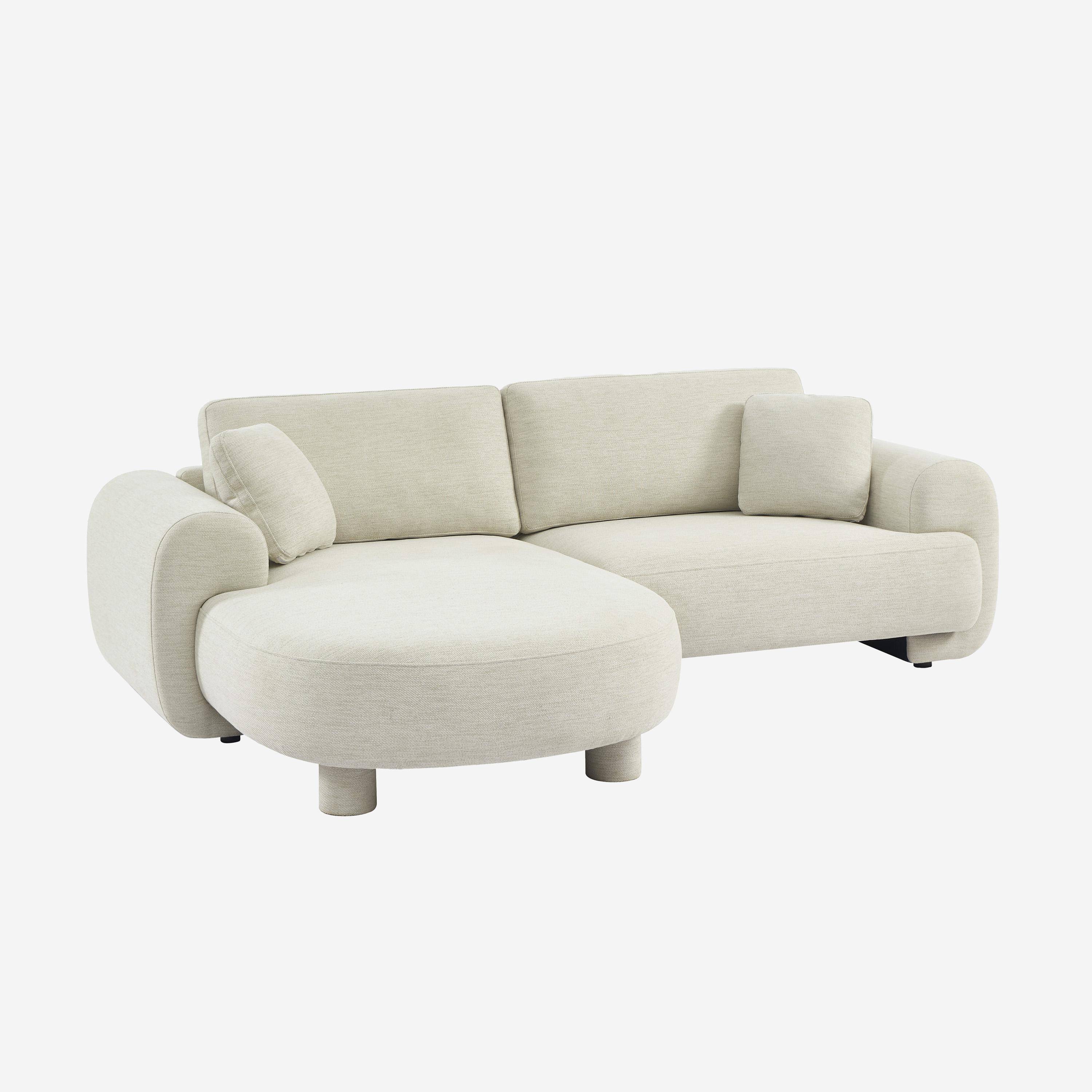 Left corner 3-seater sofa with round legs and fabric in cream 231x160x88 cm - Zenio Photo5