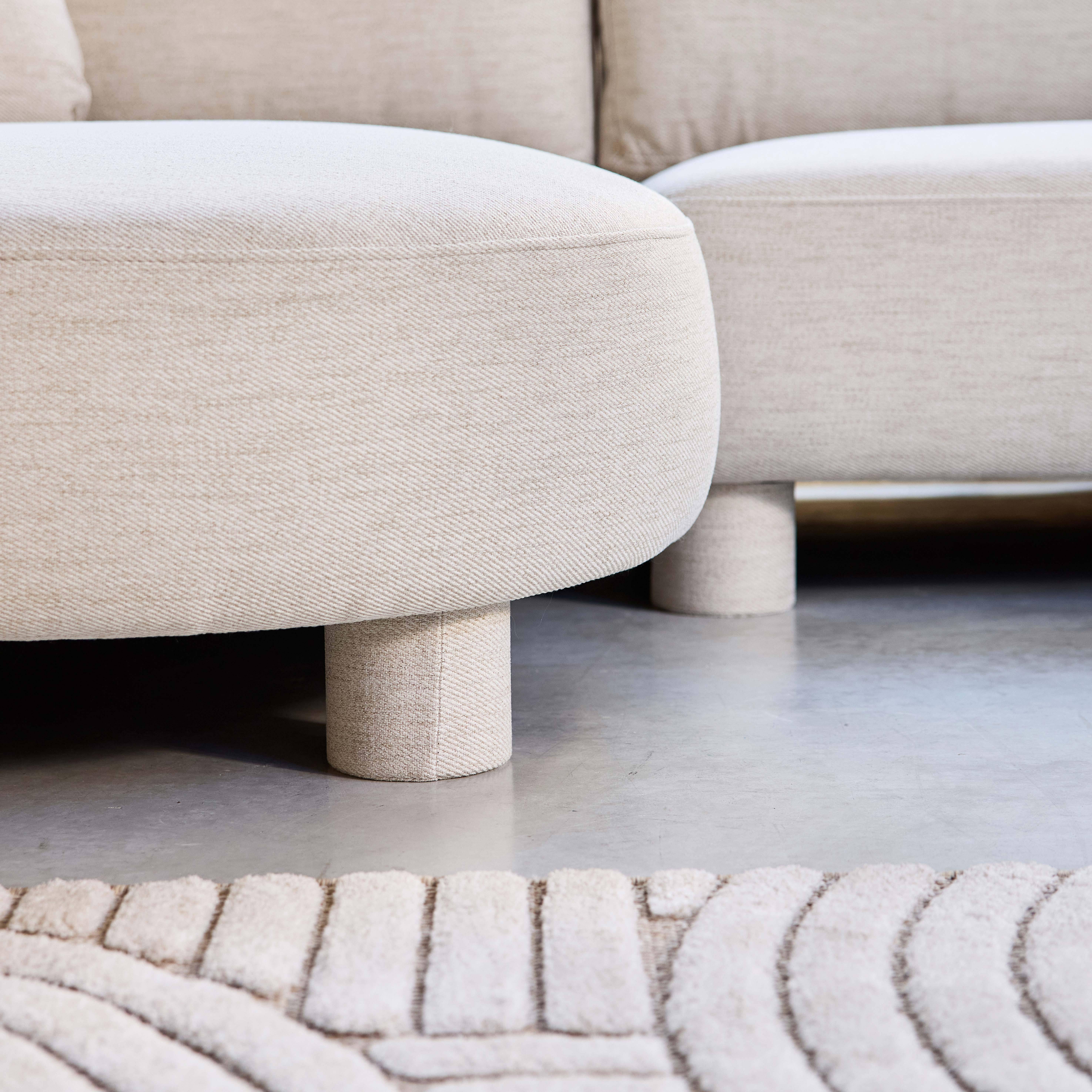 Left corner 3-seater sofa with round legs and fabric in cream 231x160x88 cm - Zenio Photo4