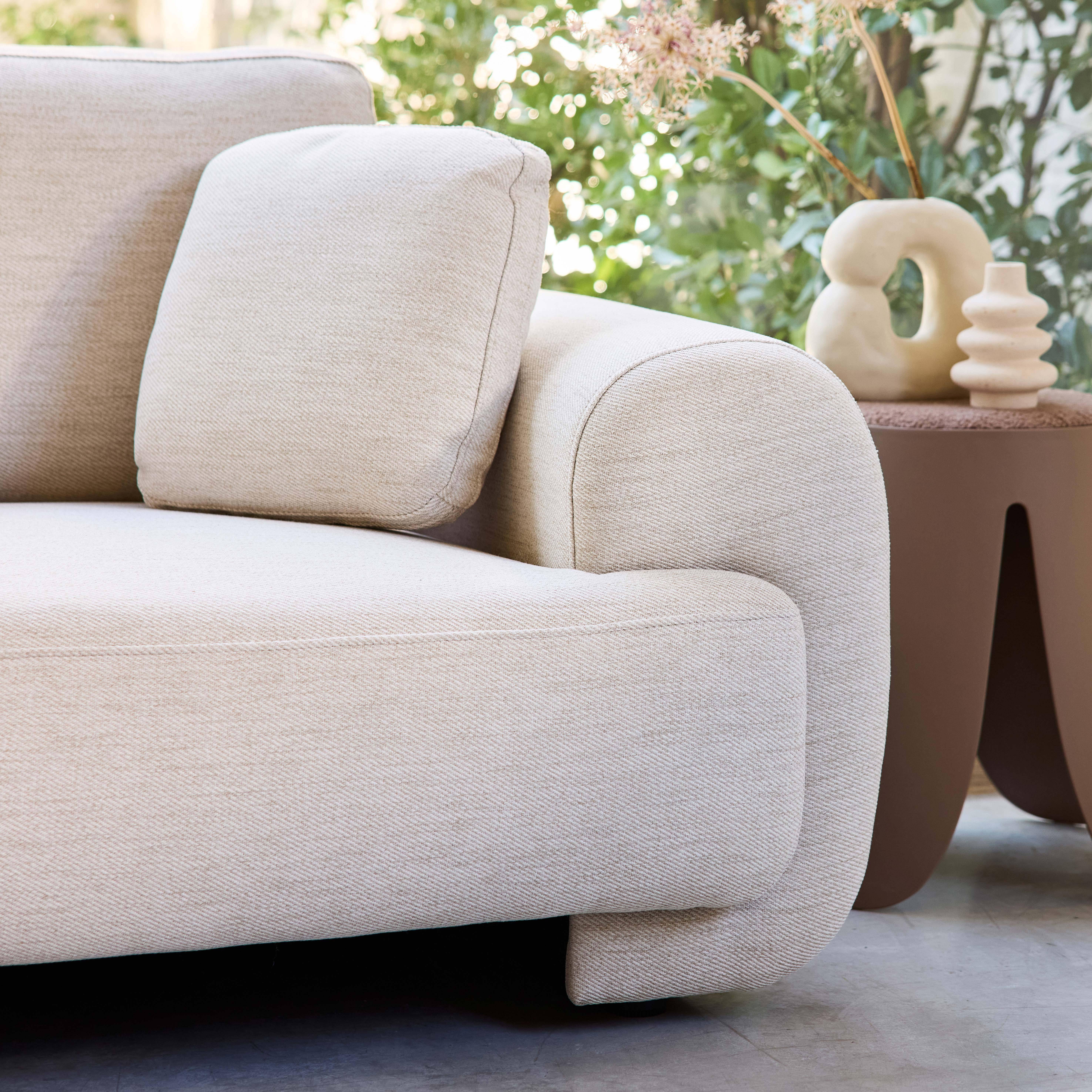 Left corner 3-seater sofa with round legs and fabric in cream 231x160x88 cm - Zenio,sweeek,Photo3
