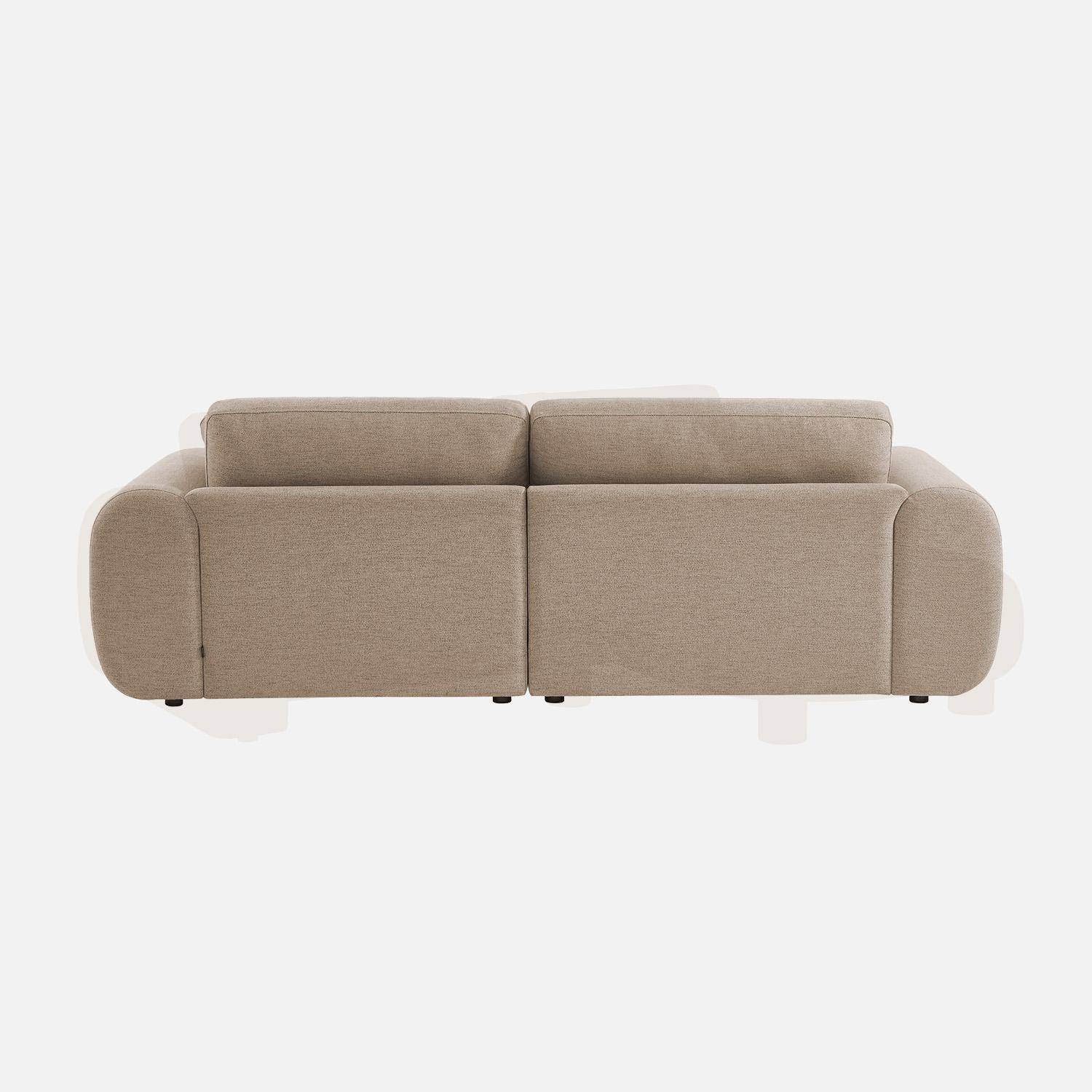 Right corner 3-seater sofa with round legs and fabric in beige 231x160x88 cm - Zenio Photo6