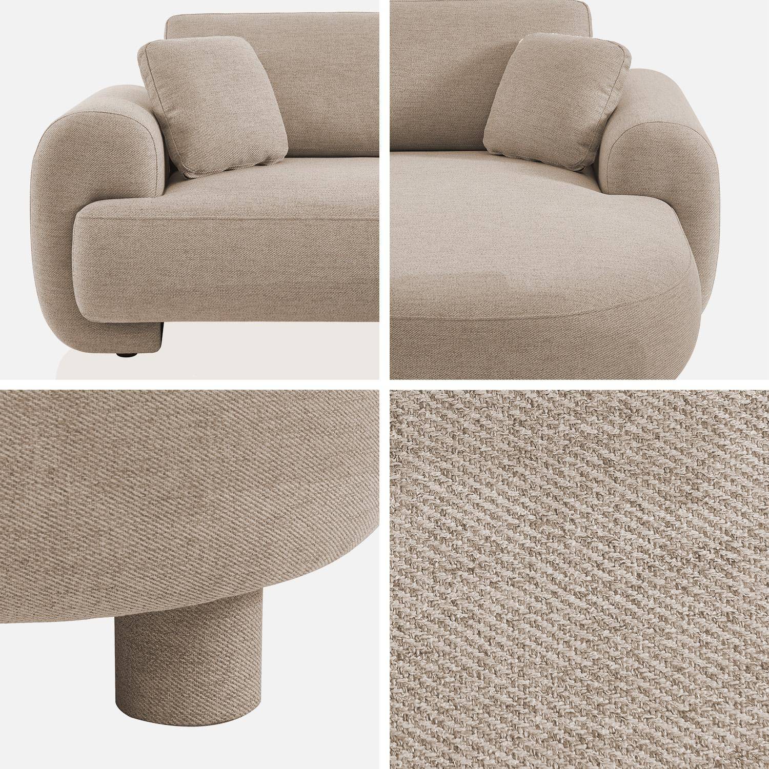 Right corner 3-seater sofa with round legs and fabric in beige 231x160x88 cm - Zenio Photo7