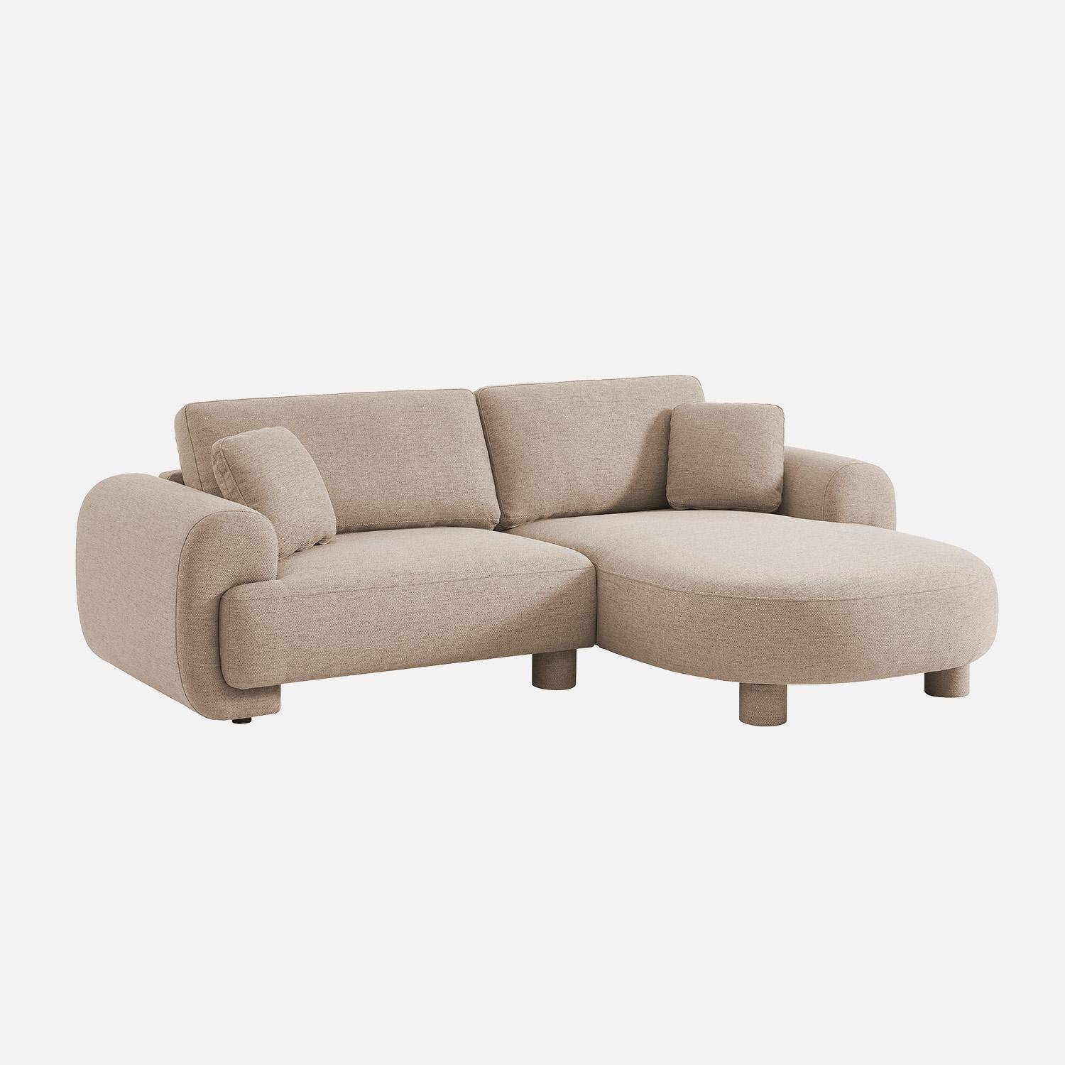 Right corner 3-seater sofa with round legs and fabric in beige 231x160x88 cm - Zenio Photo5