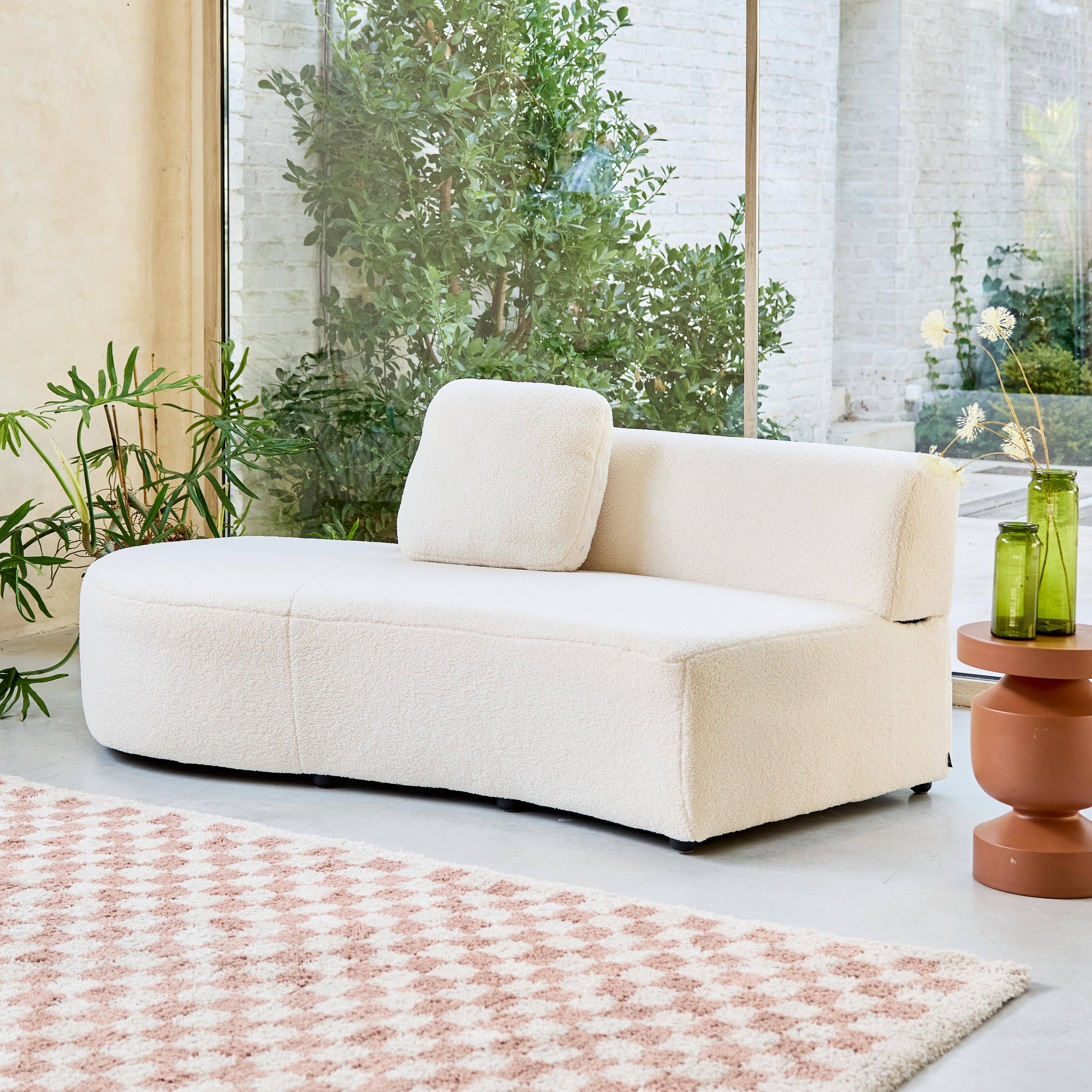 Organic 2-3 Seater sofa with comma shape and bouclé upholstery cream left hand chaise 171x93x68 cm - Wave Photo1
