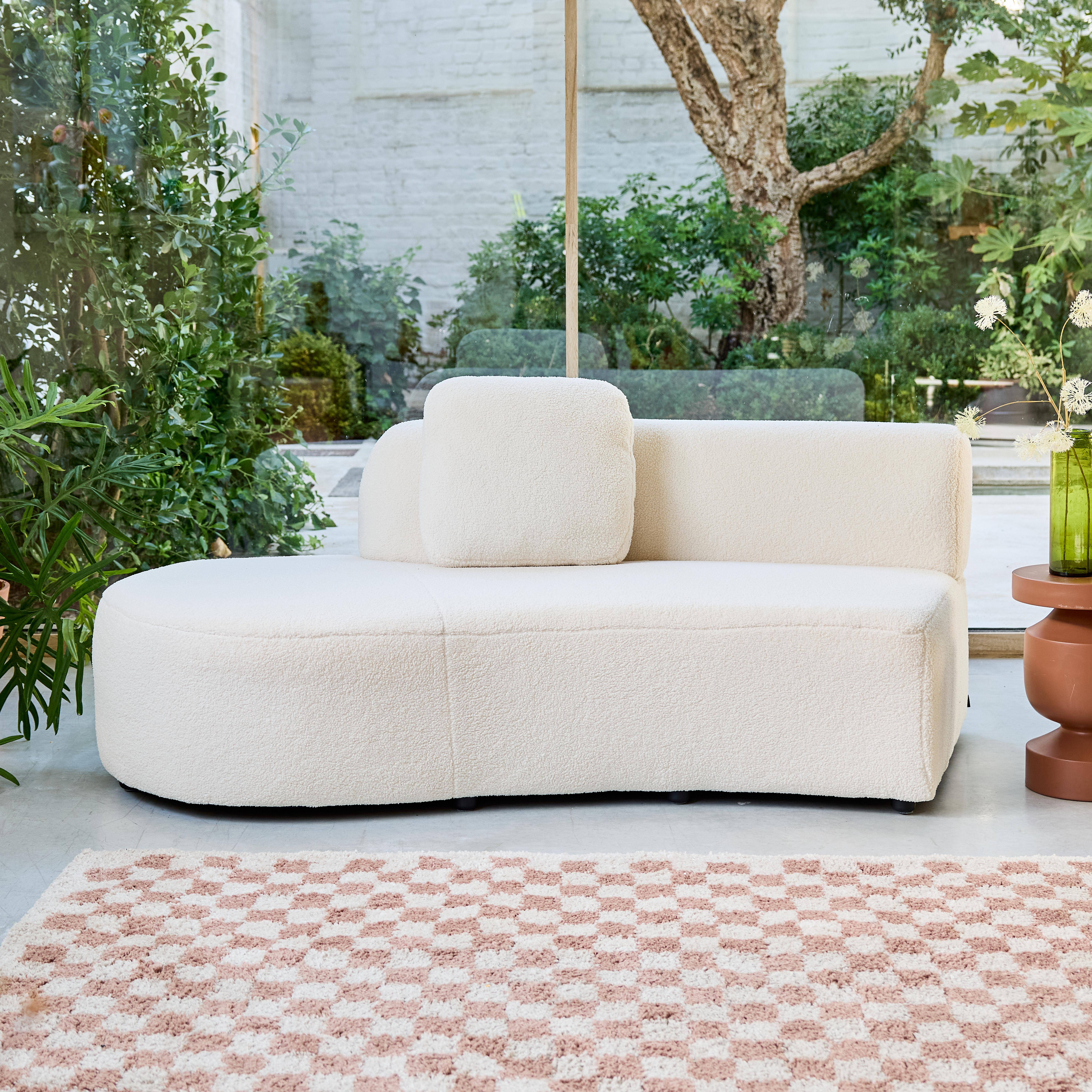Organic 2-3 Seater sofa with comma shape and bouclé upholstery cream left hand chaise 171x93x68 cm - Wave,sweeek,Photo2