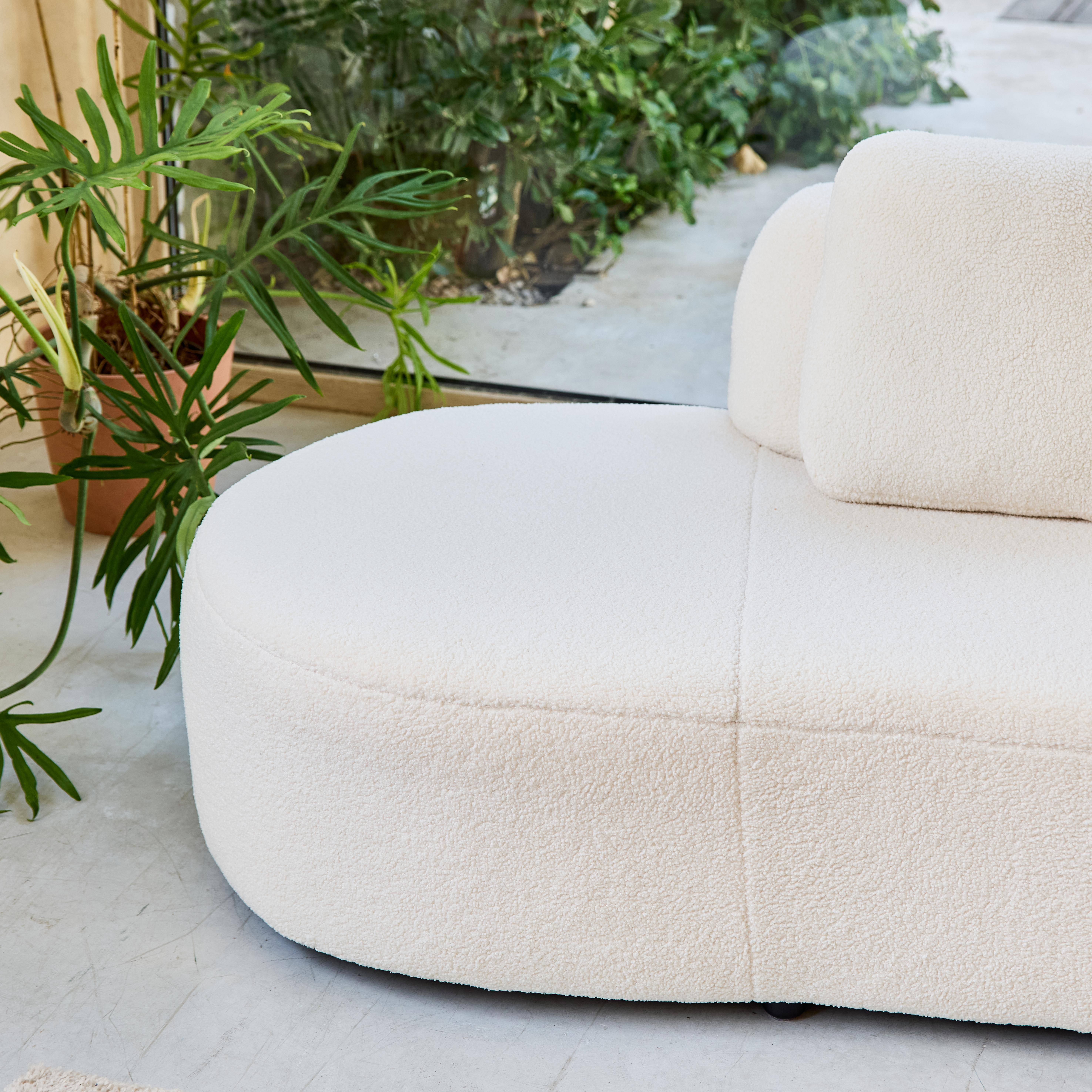 Organic 2-3 Seater sofa with comma shape and bouclé upholstery cream left hand chaise 171x93x68 cm - Wave,sweeek,Photo3