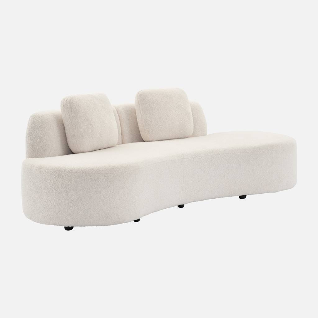 Organic 3-seater sofa with bouclé fabric cream