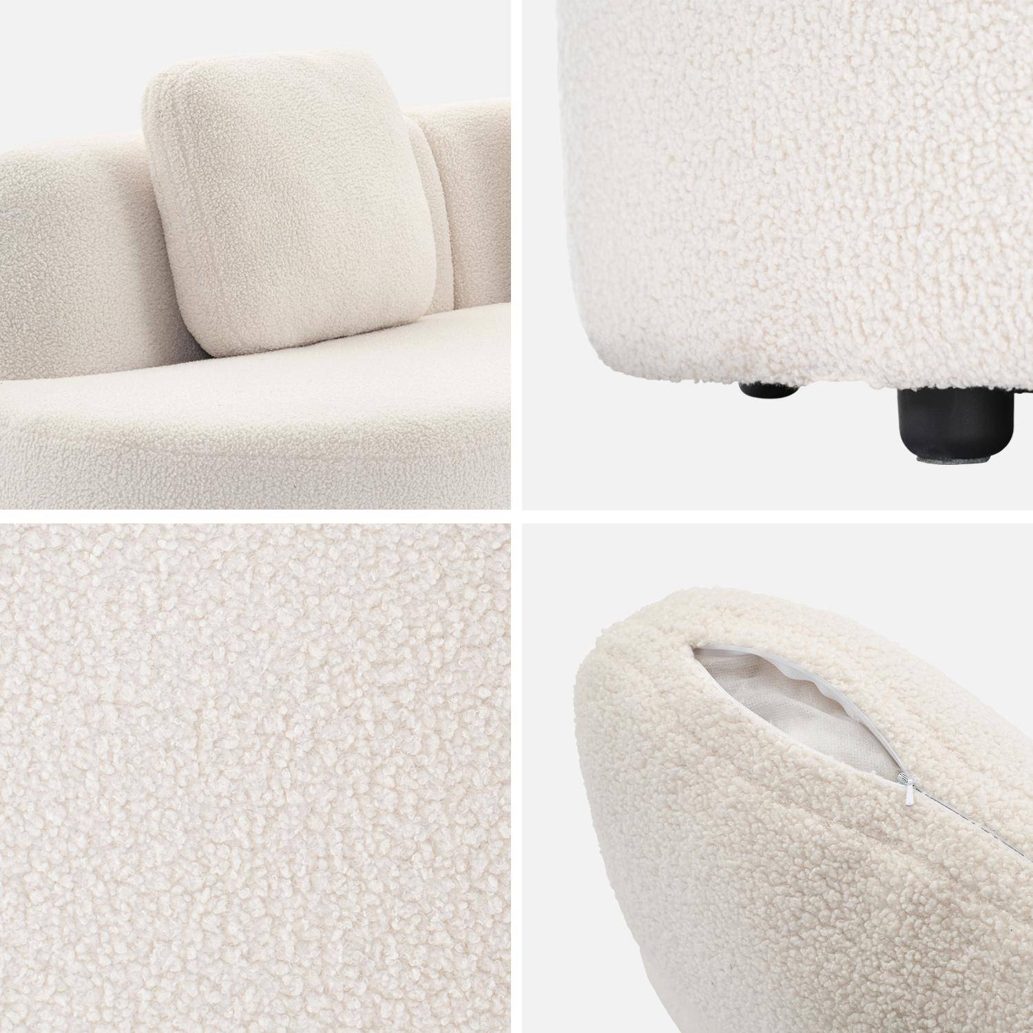 Organic 3-seater sofa with comma shape and bouclé fabric cream 232x97x68 cm - Wave,sweeek,Photo6