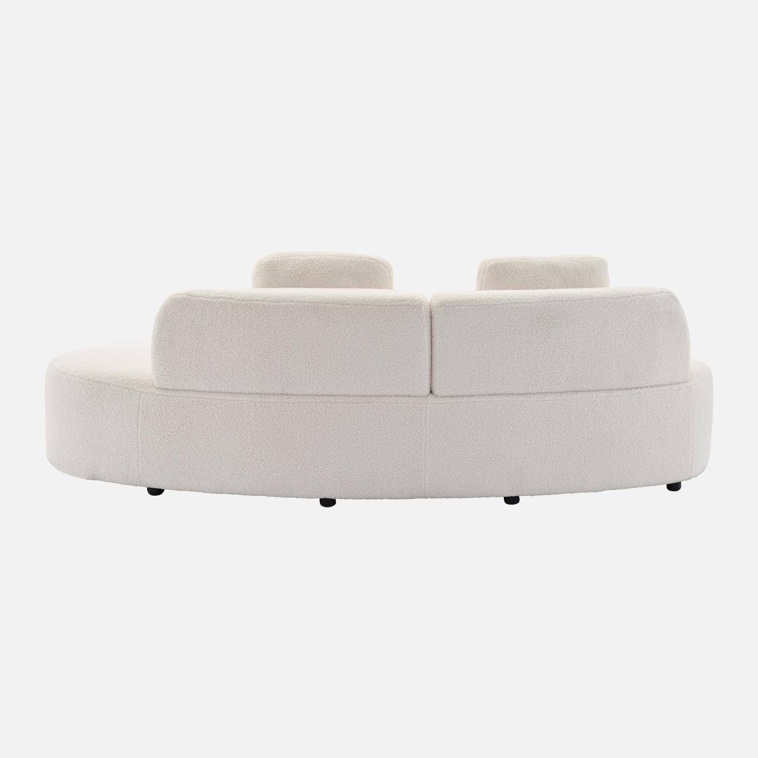 Organic 3-seater sofa with comma shape and bouclé fabric cream 232x97x68 cm - Wave,sweeek,Photo5
