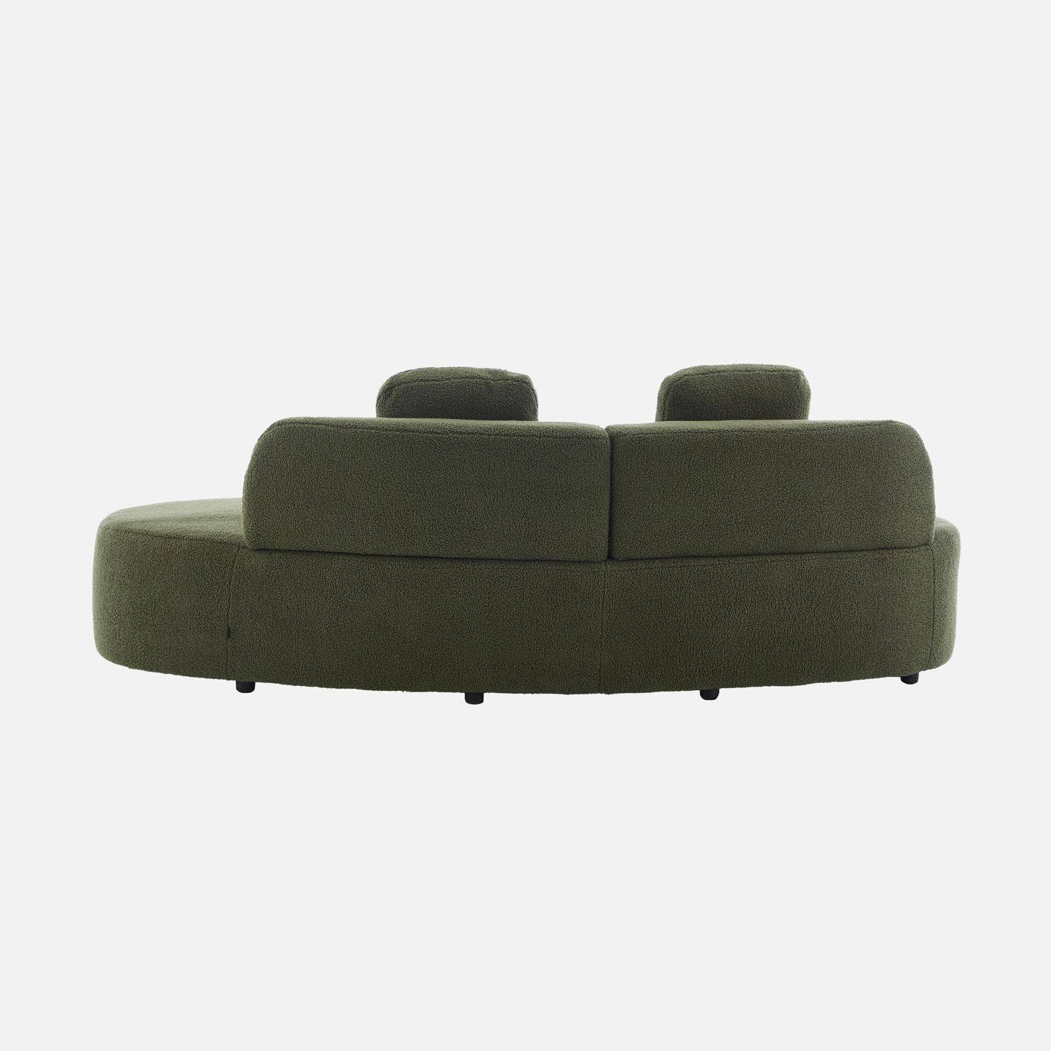 Organic 3-seater sofa with comma shape and bouclé fabric khaki green 232x97x68 cm - Wave Photo5