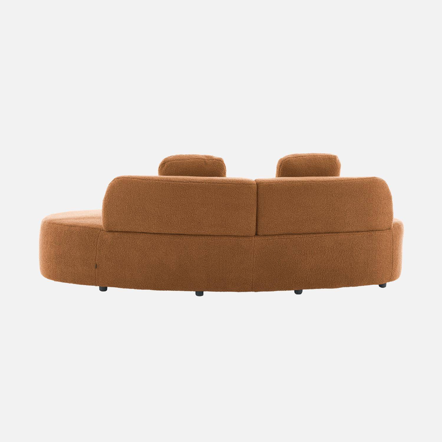 Organic 3-seater sofa with comma shape and bouclé fabric camel 232x97x68 cm - Wave Photo5