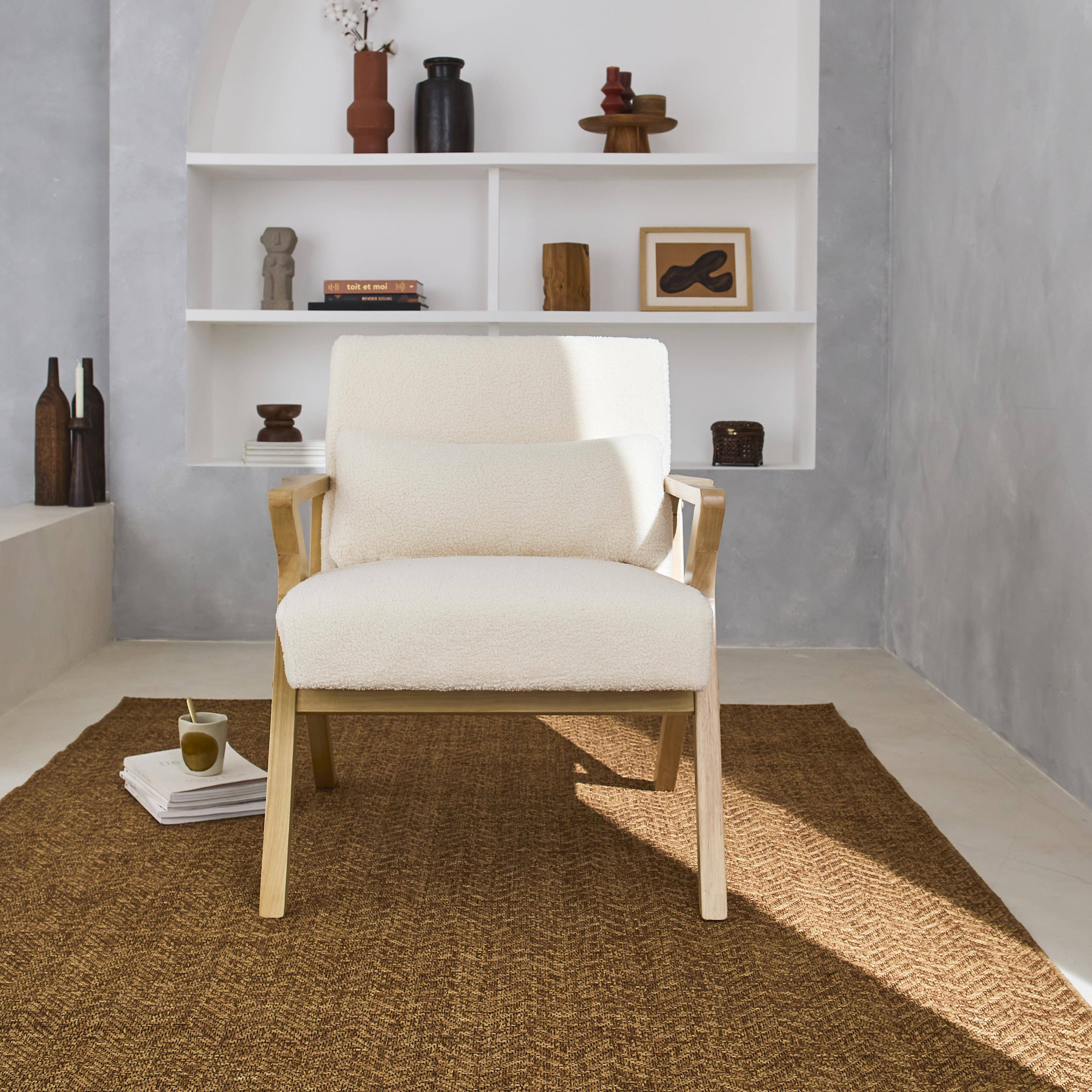 Scandinavian armchair rubberwood and boucle cream 70.5x75x81 cm - Antoine Photo2