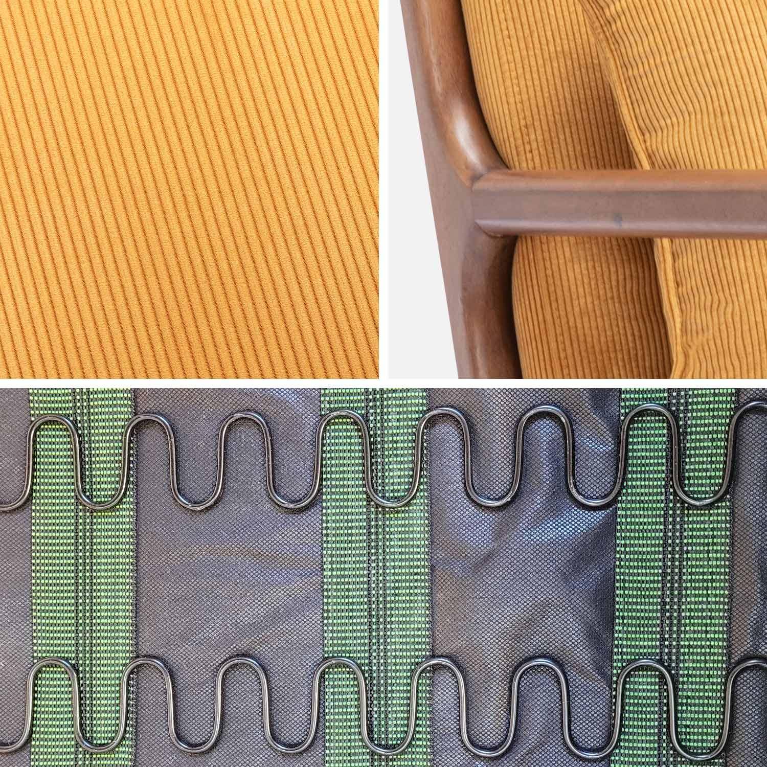Scandinavian armchair in light walnut coloured rubberwood and corduroy yellow ochre 65.5x80x79 cm - Lorens Photo5