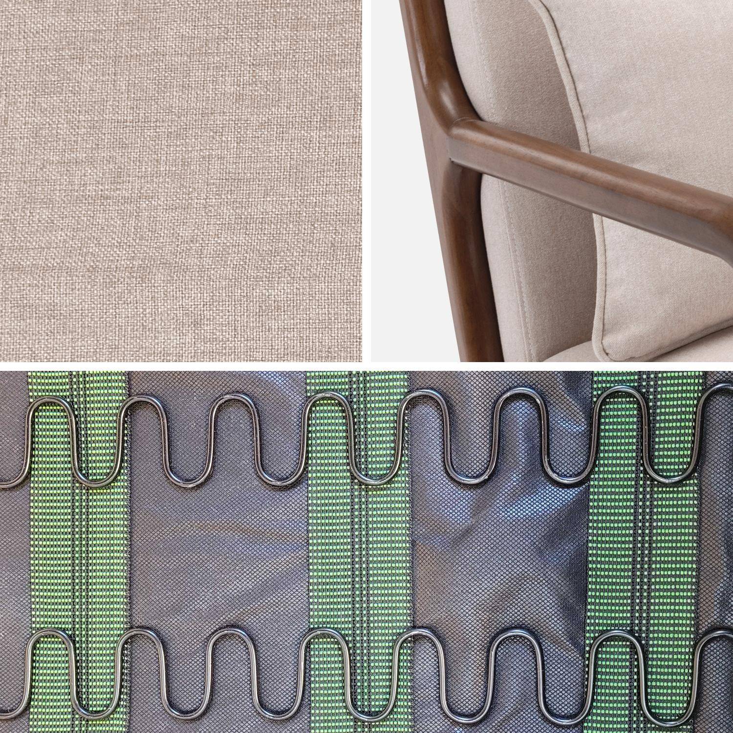 Scandinavian armchair walnut coloured rubberwood and fabric beige 65.5x80x79 cm - Lorens Photo7