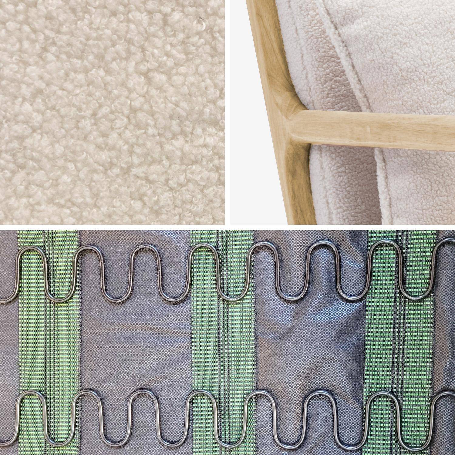 Scandinavian rocking chair made from rubberwood and bouclé fabric cream 65x80x81.5 cm - Lorens Photo6