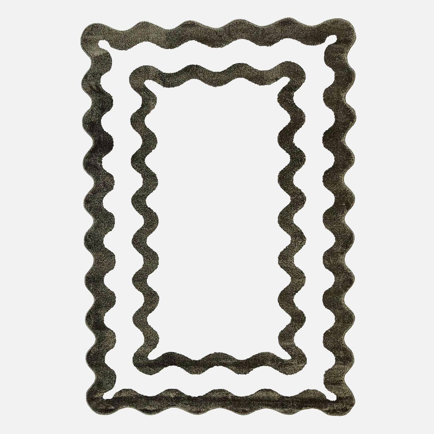 Tapis intérieur motif vague vert et crème 200x290cm - Amaia Photo2
