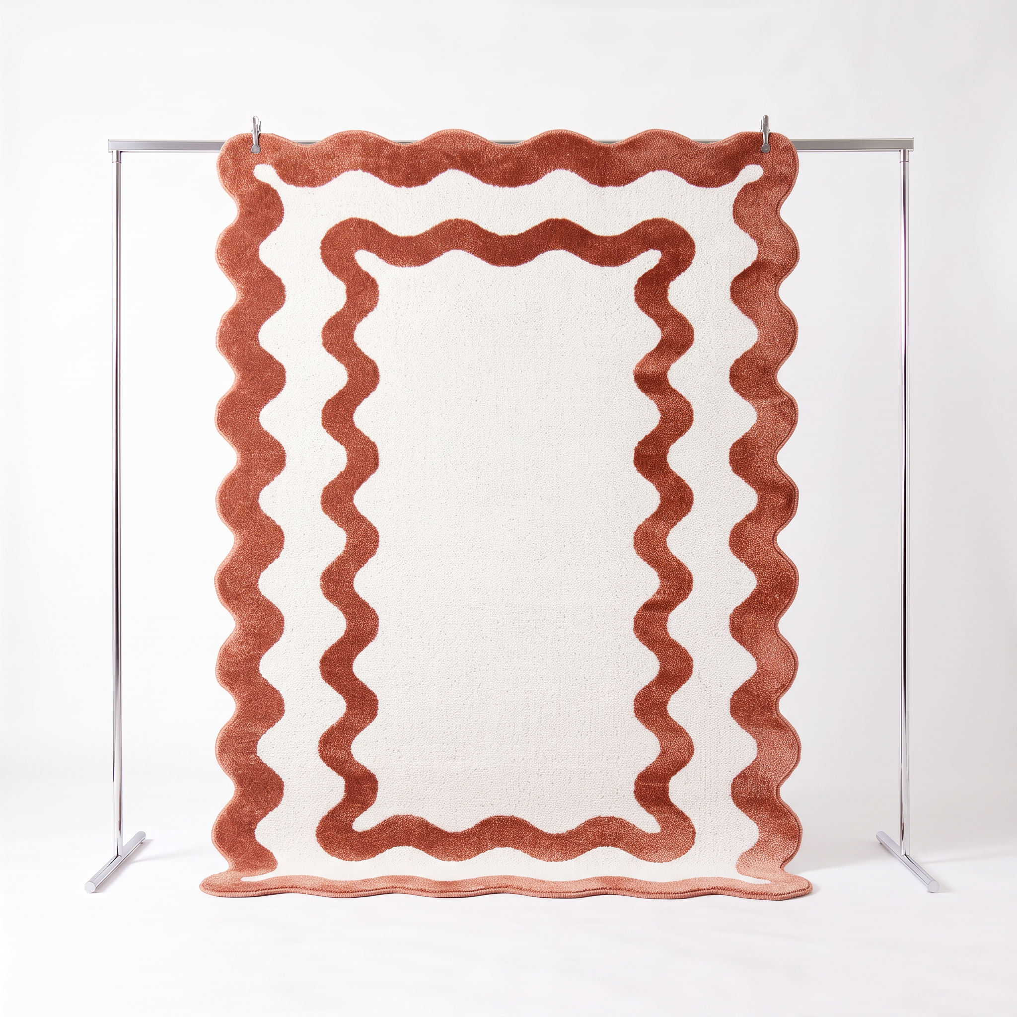 Tapis intérieur motif vague terracotta et crème 200x290cm - Amaia Photo1
