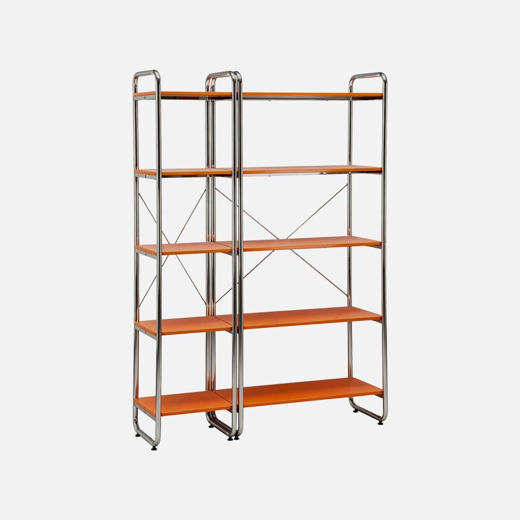 Kit étagère modulable métal chromé décor bois 2 éléments orange
