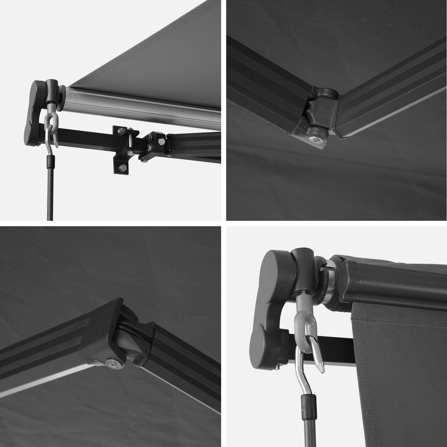 Retractable Patio Awning - wall awning, aluminium structure, manual system, coated polyester fabric - Alombra 3x2m - Grey Photo4