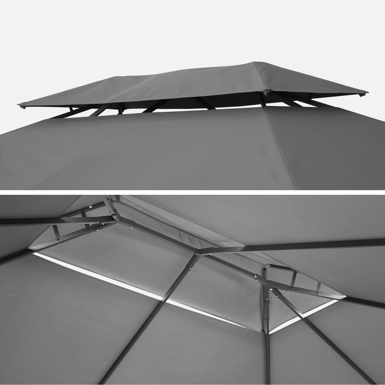 Pérgola de alumínio - Divodorum 3x4m - Tecido cinzento - Pérgola com cortinas, estrutura de alumínio Photo3