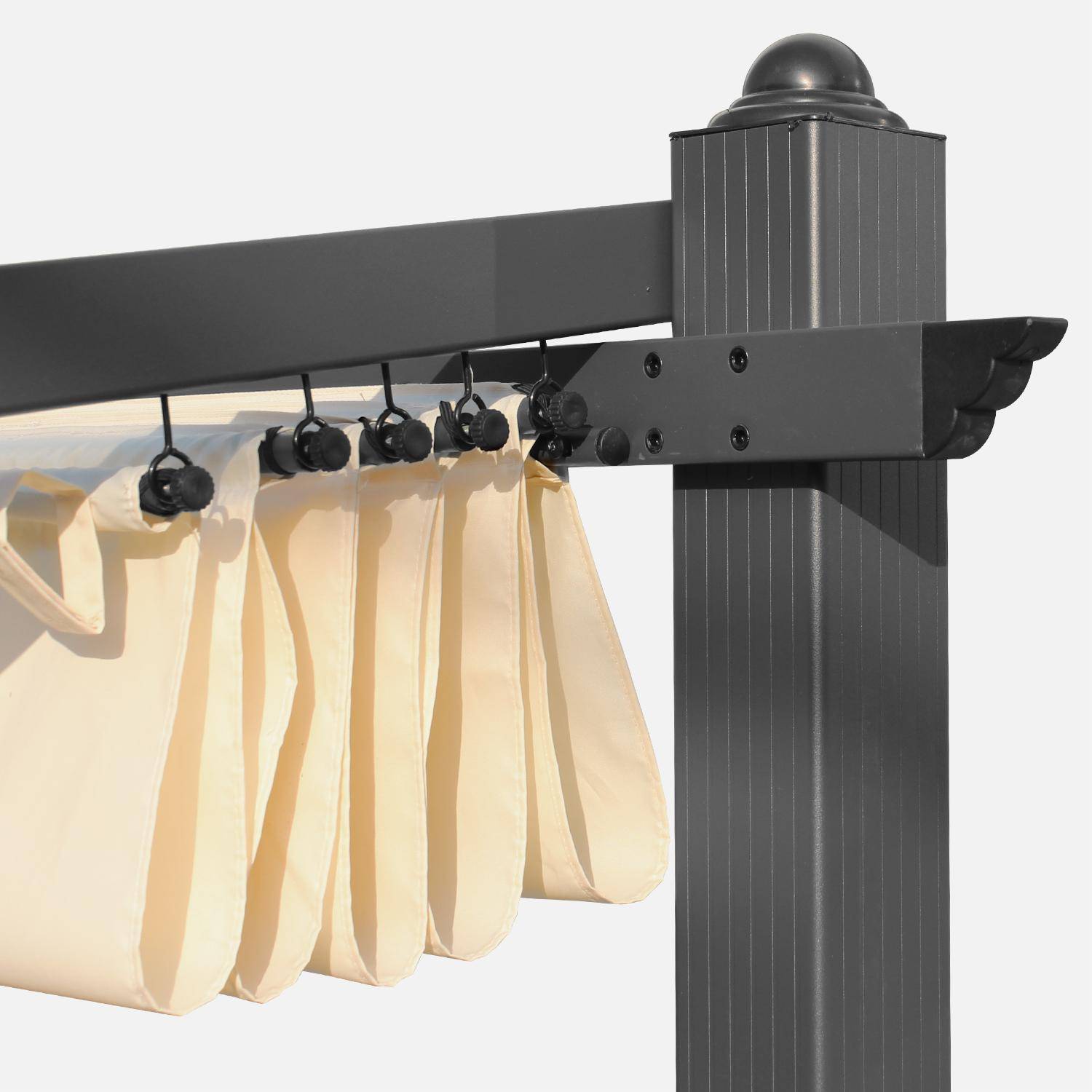 Pergola murale en aluminium - Murum 3x4m - Toile écru - Tonnelle idéale pour votre terrasse, toit retractable, toile coulissante, structure aluminium,sweeek,Photo4
