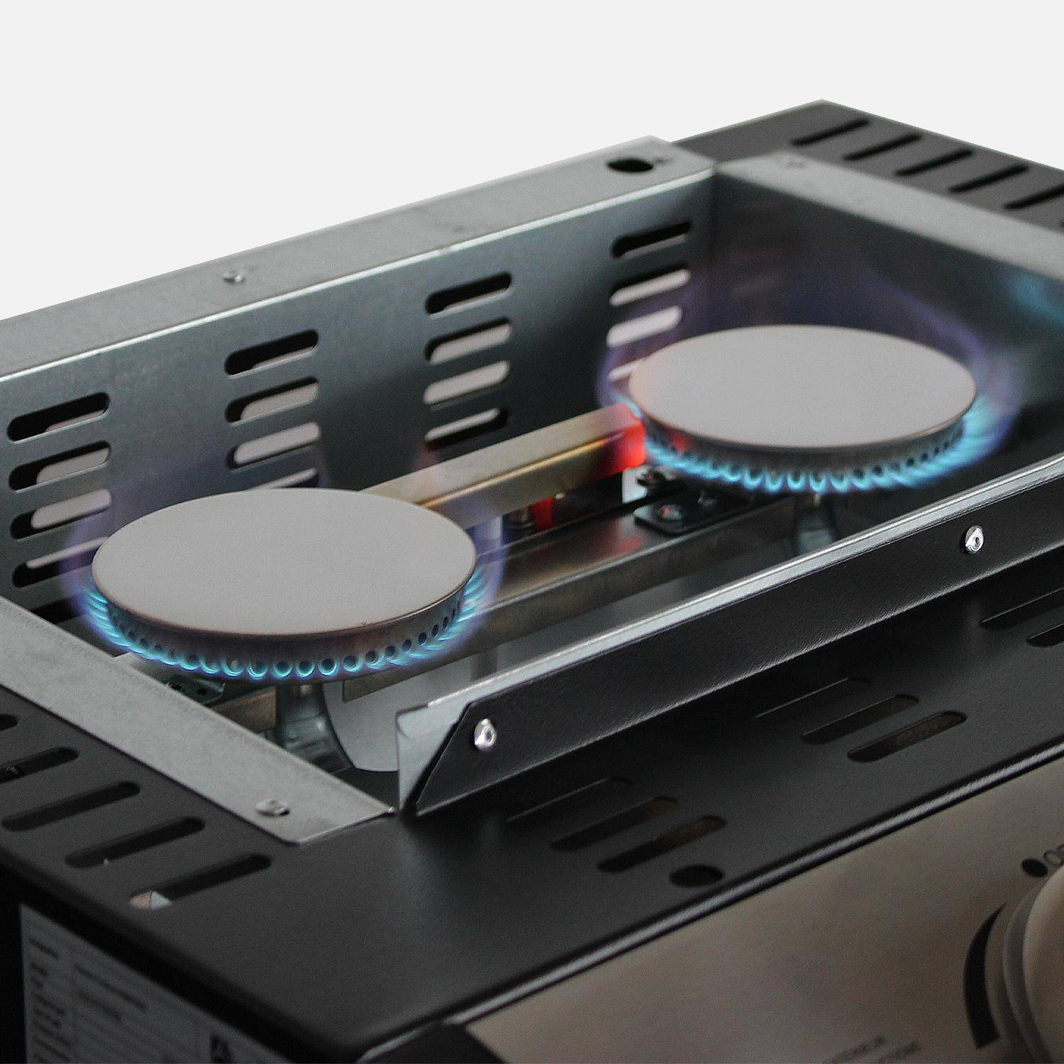 Plancha au gaz 2 brûleurs - Porthos - 5 kW, barbecue, cuisine extérieure, plaque émaillée, inox Photo5