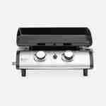 Plancha au gaz 2 brûleurs - Porthos - 5 kW, barbecue, cuisine extérieure, plaque émaillée, inox Photo3