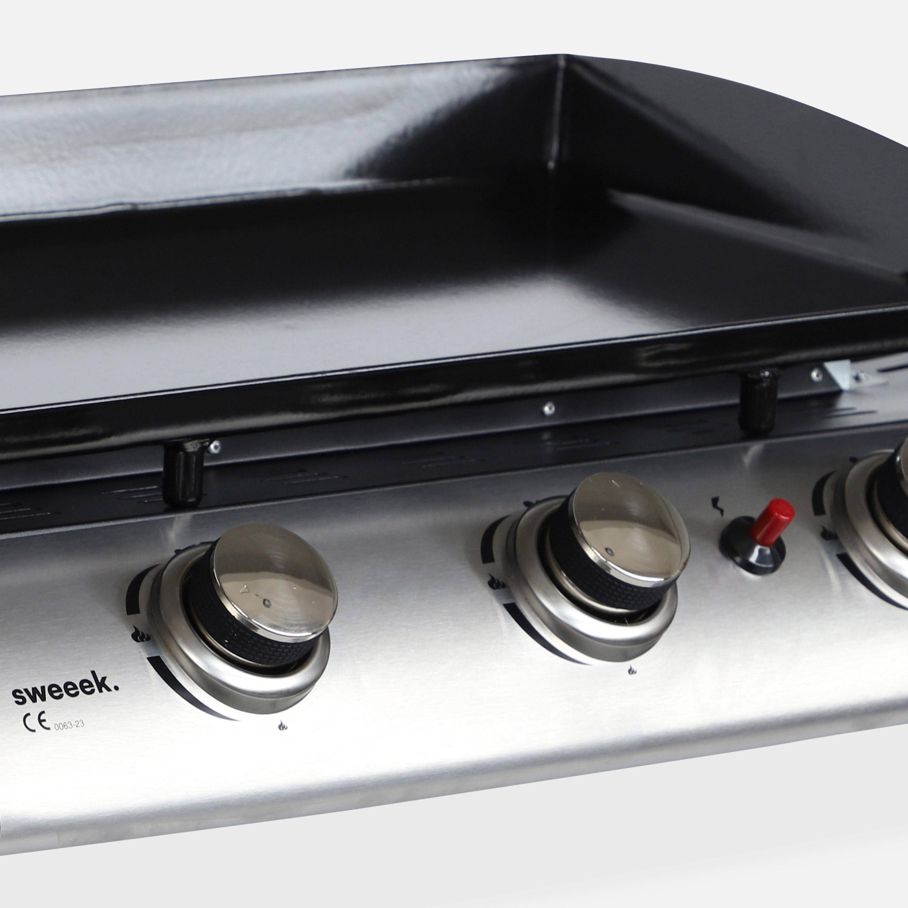 Plancha Gaz Happy Garden Séville – 3 Brûleurs, 7,5 KW, Acier Noir, Table De Cuisson Extérieure