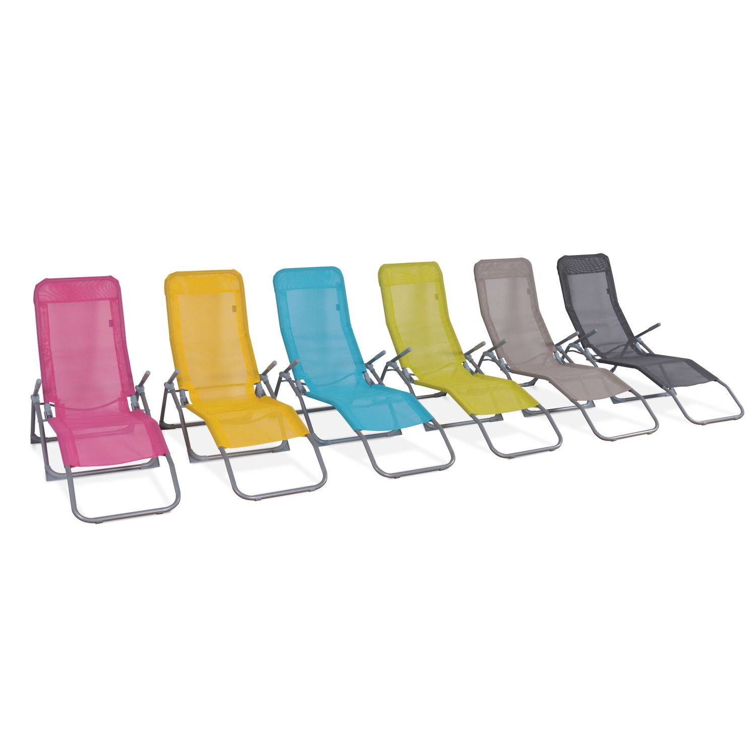 Set mit 2 klappbaren Sonnenliegen - Levito Türkis - Textilene-Liegestühle mit 2 Positionen, Liegestühle Photo6