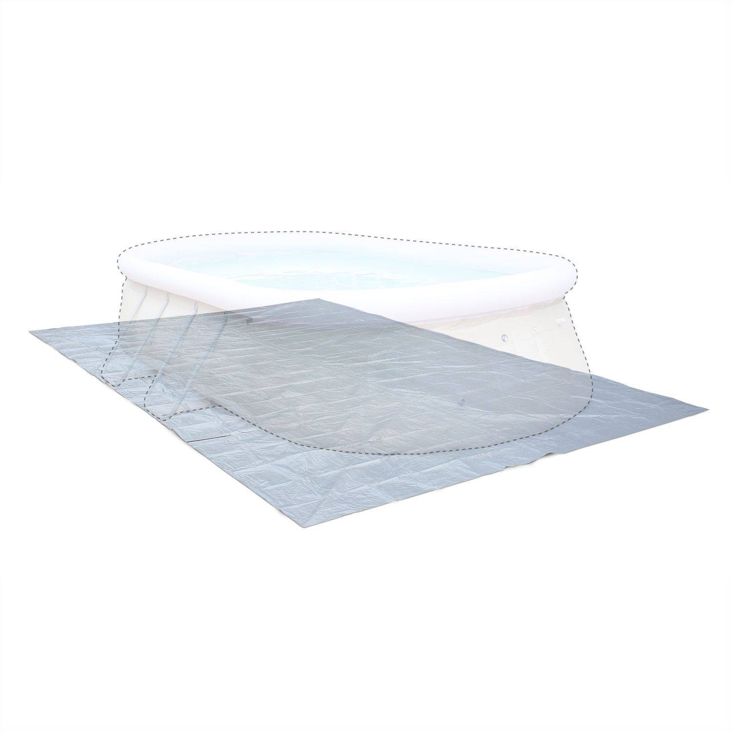 Grey 583 x 390cm ground cloth for 540 x 300cm above ground rectangular frame pool, cover, floor protector for Onyx swimming pool. Photo1
