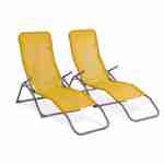 Set van 2 opvouwbare ligstoelen - Levito Geel - Ligstoelen van textileen, 2 posities, opvouwbare ligstoelen Photo2