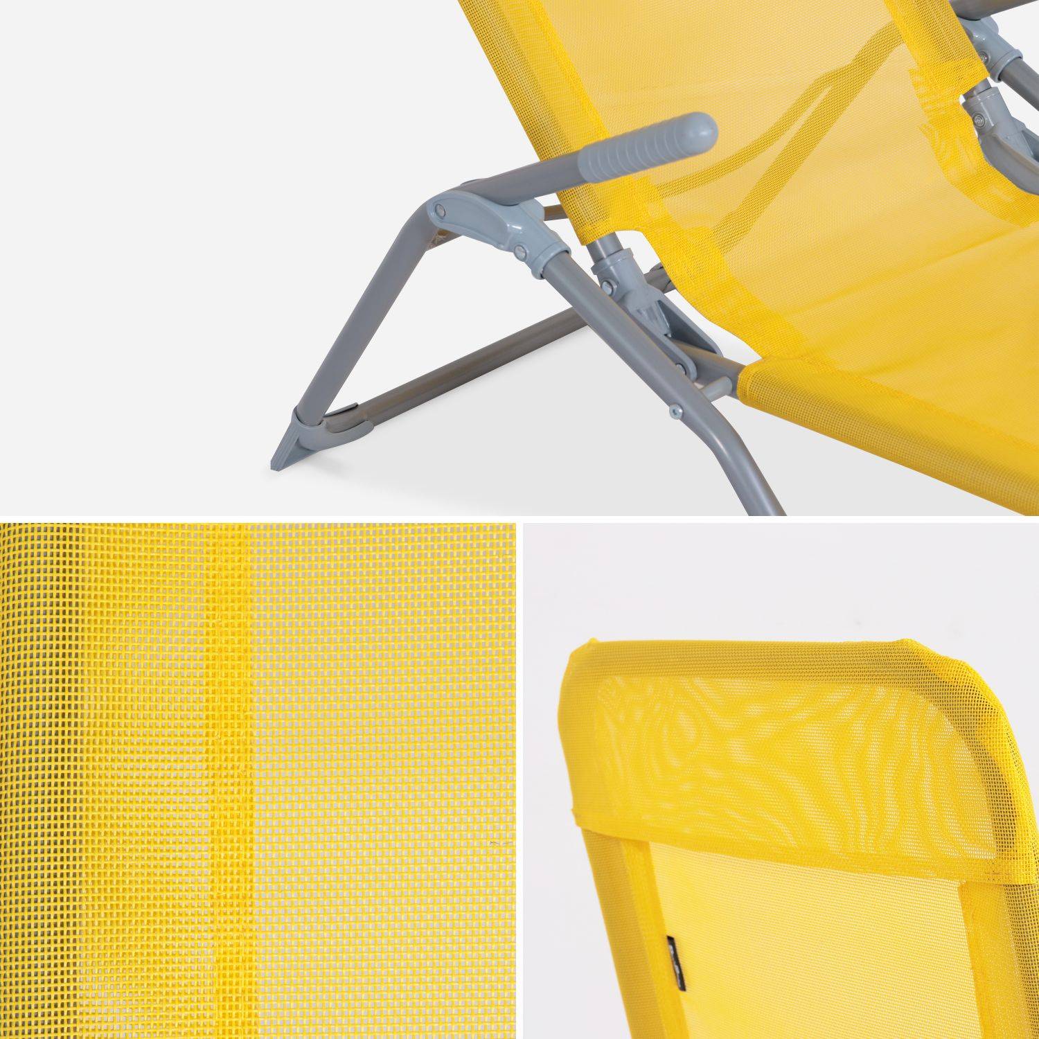 Set van 2 opvouwbare ligstoelen - Levito Geel - Ligstoelen van textileen, 2 posities, opvouwbare ligstoelen Photo4